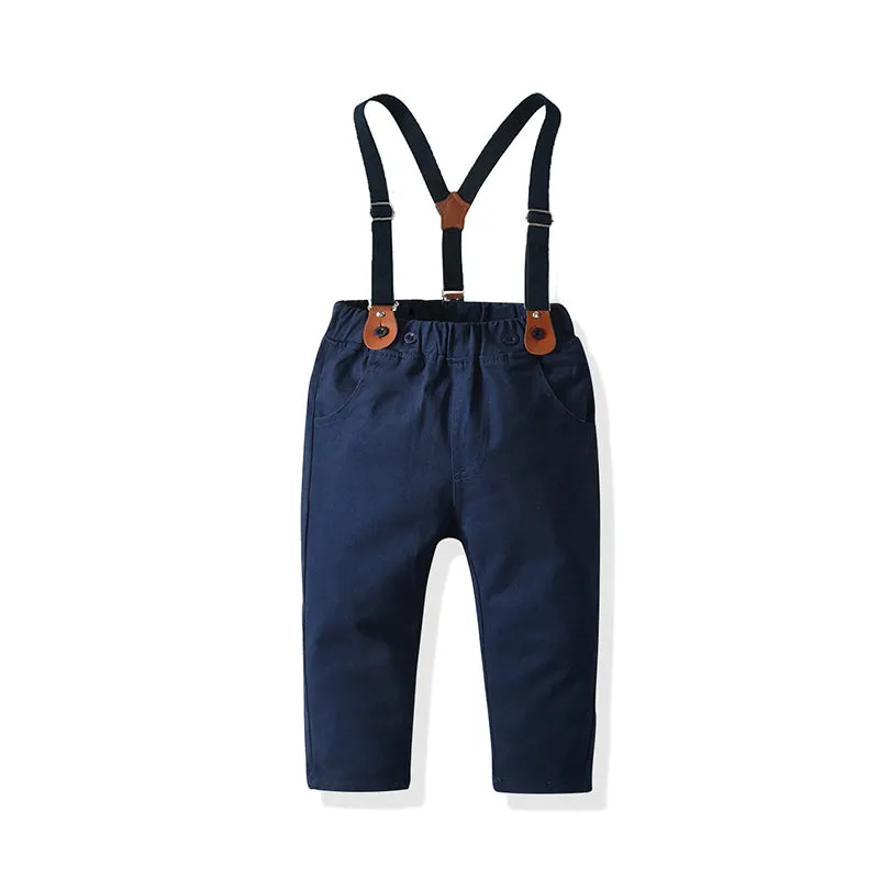 2 Pieces Set Baby Boys Birthday Party Animals Bow Print Rompers And Solid Color Jumpsuits Wholesale 211109204
