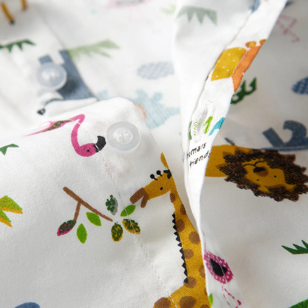 2 Pieces Set Baby Boys Birthday Party Animals Bow Print Rompers And Solid Color Jumpsuits Wholesale 211109204