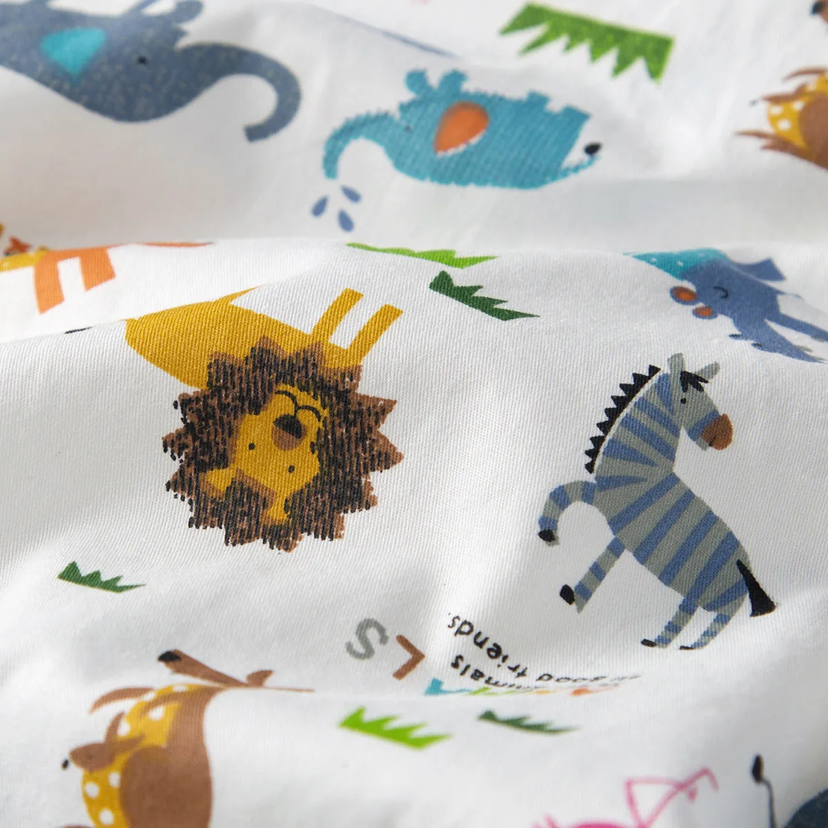2 Pieces Set Baby Boys Birthday Party Animals Bow Print Rompers And Solid Color Jumpsuits Wholesale 211109204
