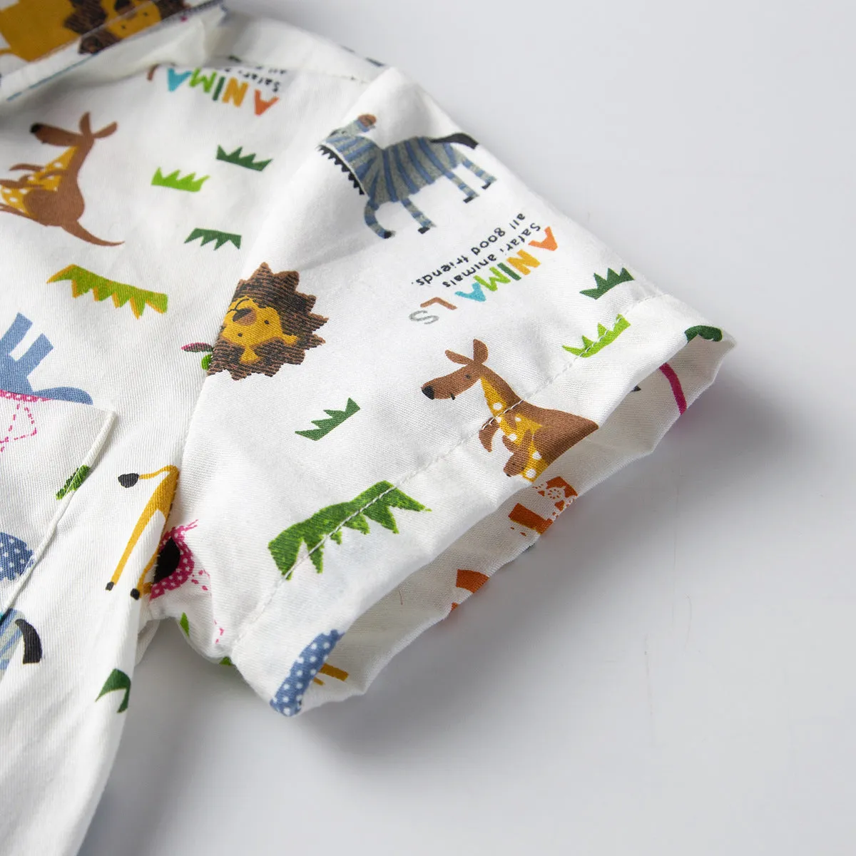 2 Pieces Set Baby Boys Birthday Party Animals Bow Print Rompers And Solid Color Jumpsuits Wholesale 211109204