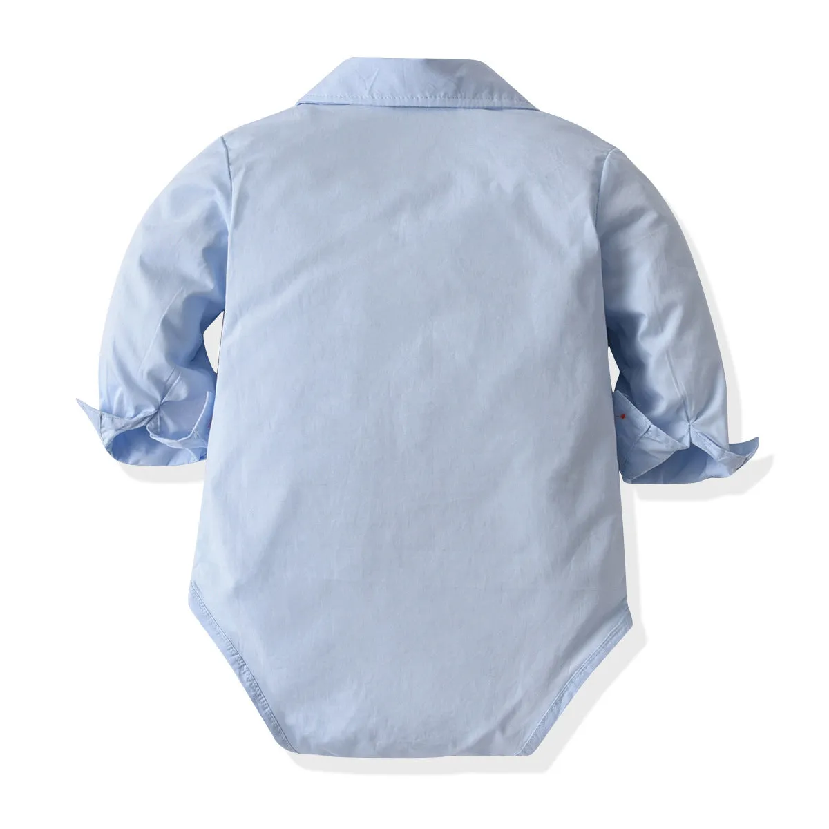 2 Pieces Set Baby Boys Birthday Party Solid Color Bow Shirts And Striped Jumpsuits Wholesale 21110935