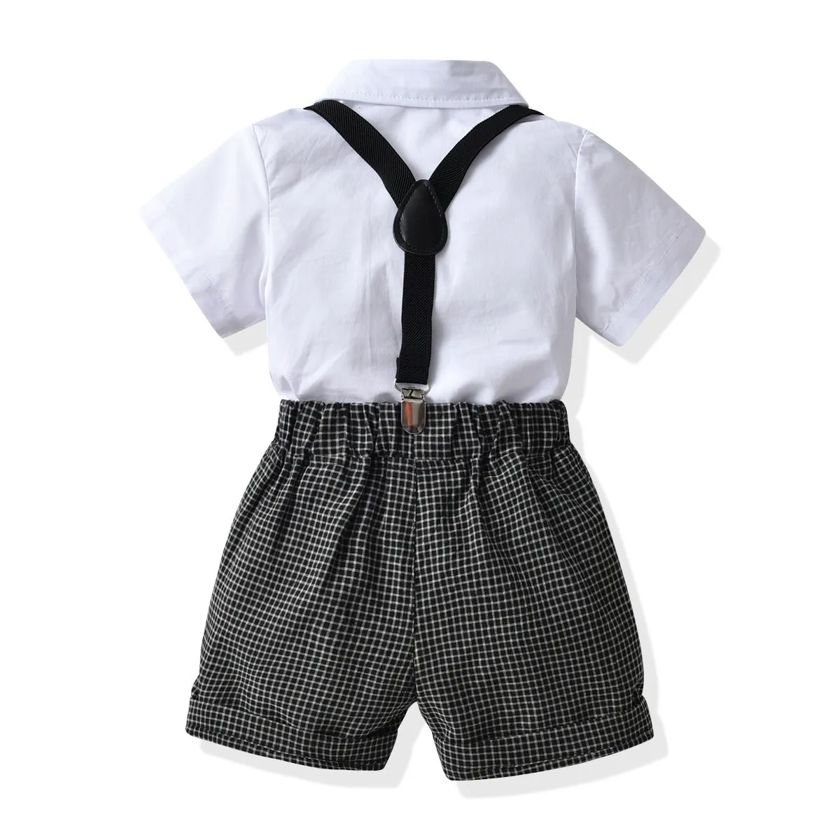 2 Pieces Set Baby Boys Birthday Party Solid Color Checked Bow Rompers Wholesale 220531152