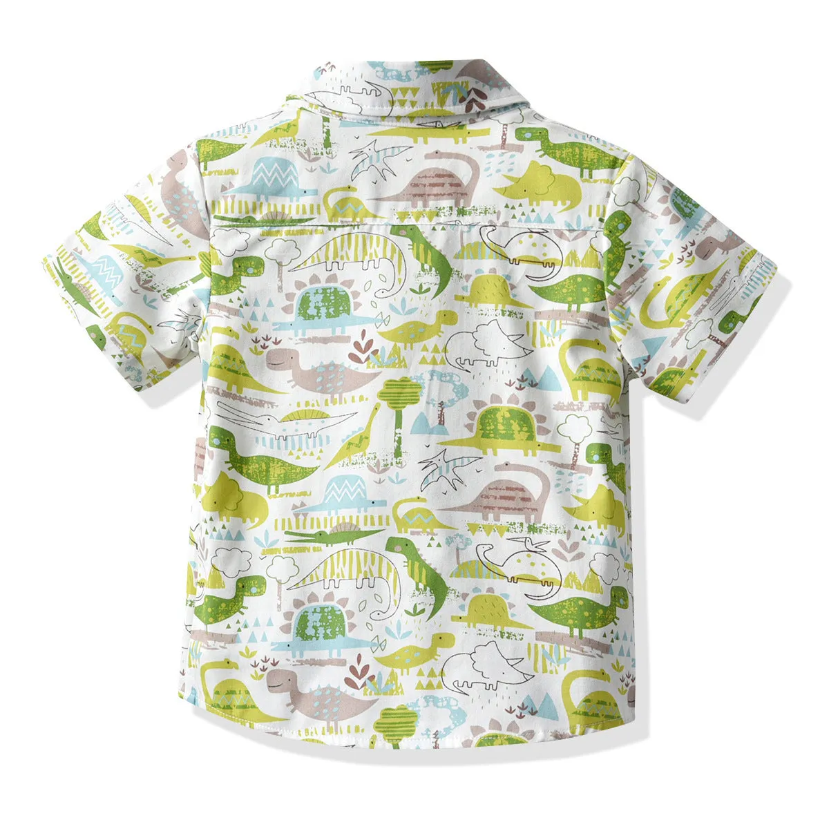 2 Pieces Set Baby Kid Boys Dinosaur Animals Cartoon Print Shirts And Solid Color Rompers Wholesale 211109115