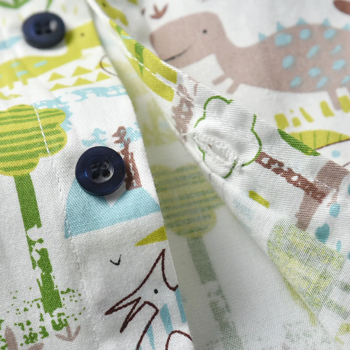 2 Pieces Set Baby Kid Boys Dinosaur Animals Cartoon Print Shirts And Solid Color Rompers Wholesale 211109115