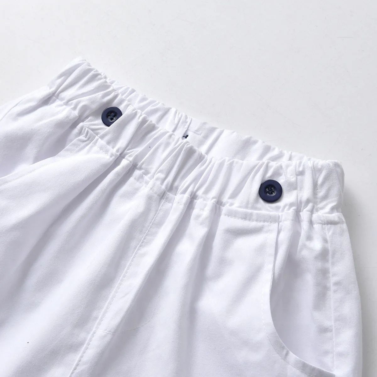 2 Pieces Set Baby Kid Boys Dressy Solid Color Bow Shirts And Rompers Wholesale 22053182