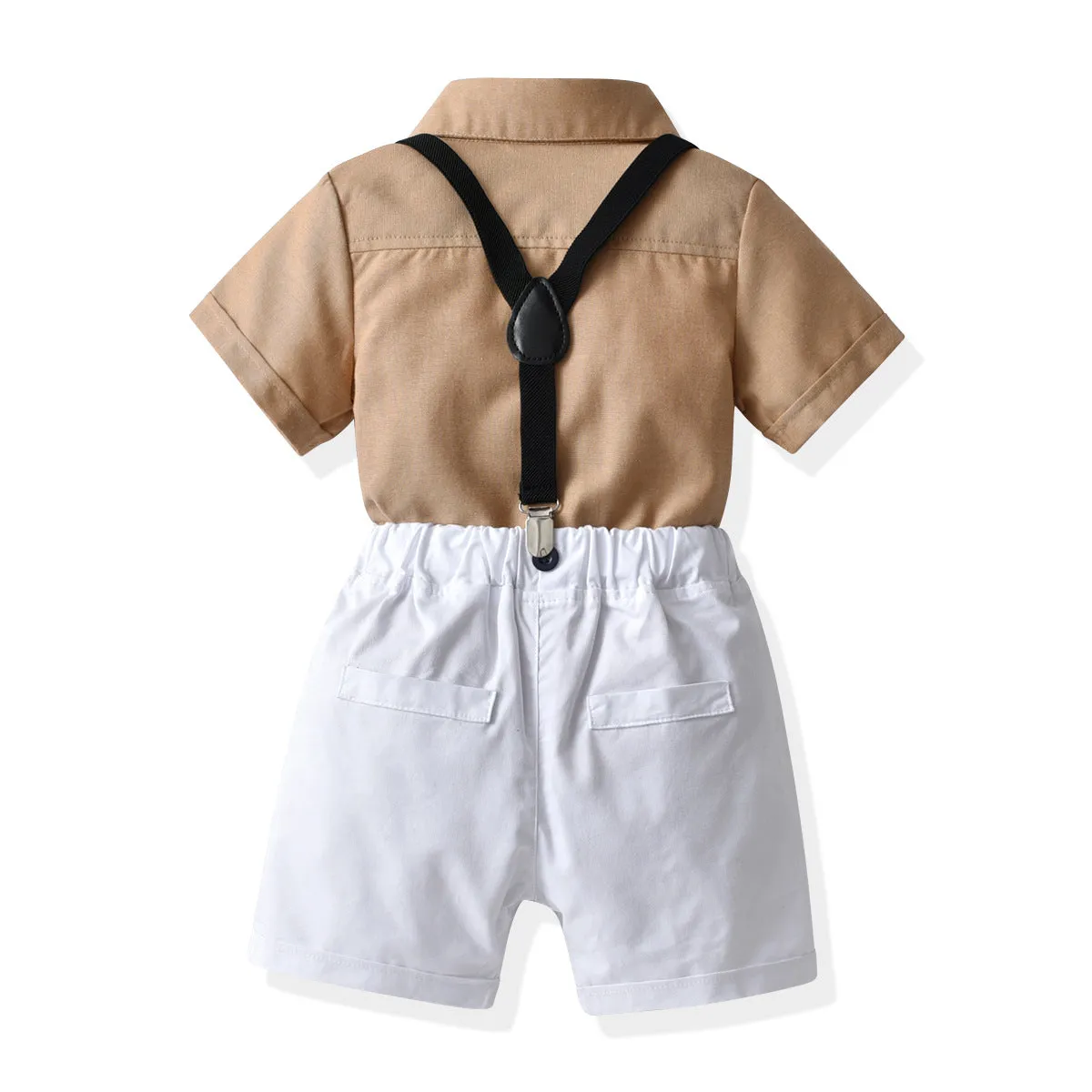 2 Pieces Set Baby Kid Boys Dressy Solid Color Bow Shirts And Rompers Wholesale 22053182