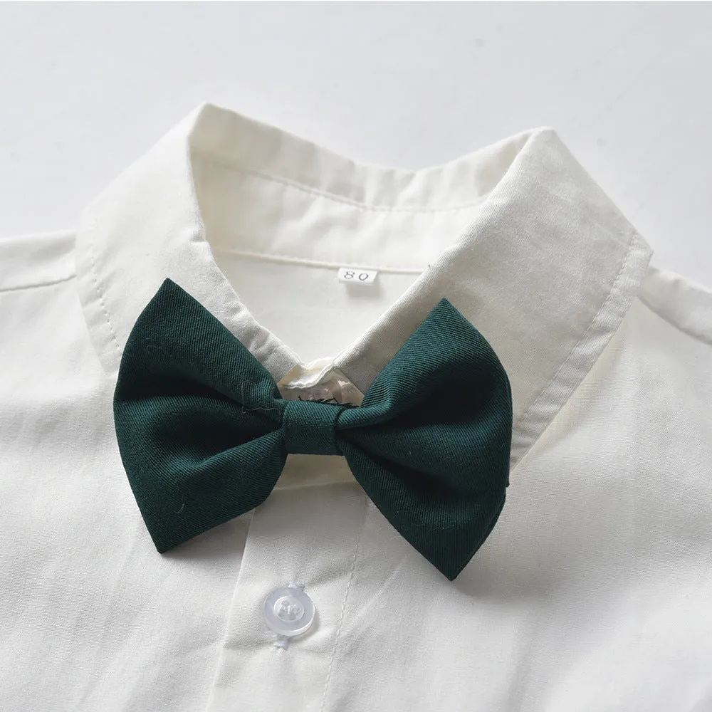 2 Pieces Set Baby Kid Boys Solid Color Bow Shirts And Shorts Wholesale 220407174