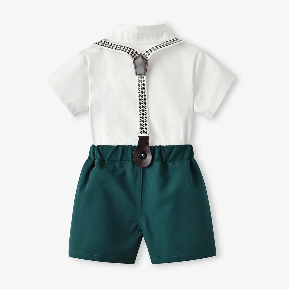 2 Pieces Set Baby Kid Boys Solid Color Bow Shirts And Shorts Wholesale 220407174