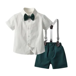 2 Pieces Set Baby Kid Boys Solid Color Bow Shirts And Shorts Wholesale 220407174
