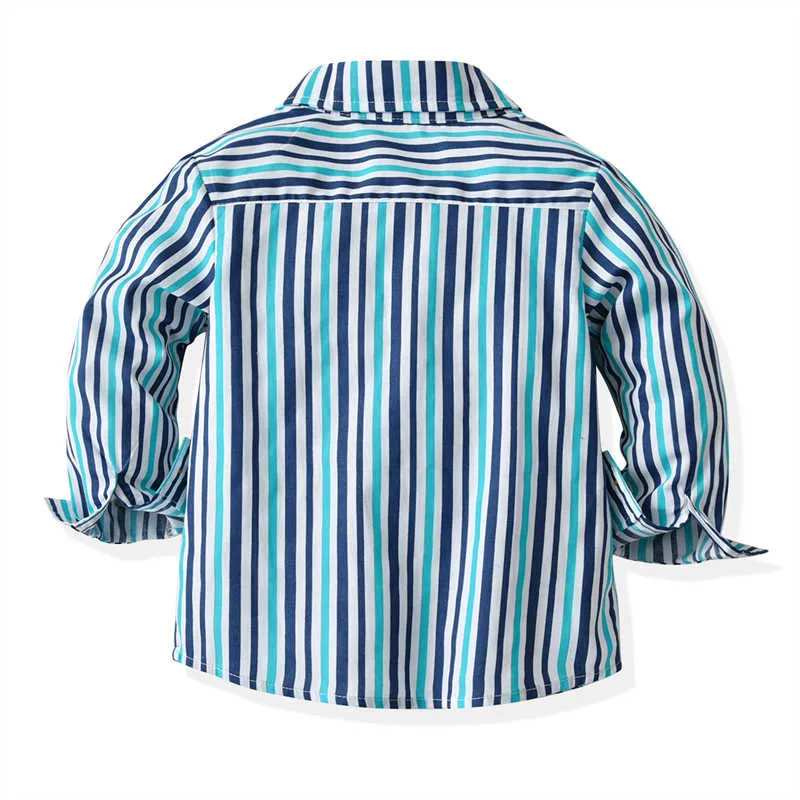 2 Pieces Set Baby Kid Boys Striped Bow Shirts And Ripped Jumpsuits Wholesale 211109495