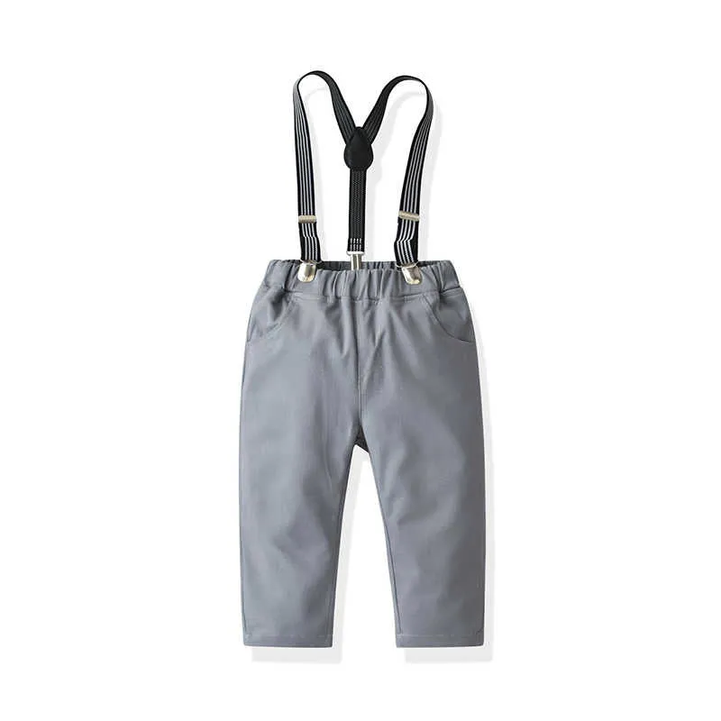 2 Pieces Set Baby Kid Boys Striped Bow Shirts And Ripped Jumpsuits Wholesale 211109495