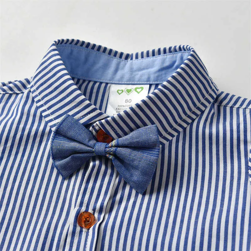 2 Pieces Set Baby Kid Boys Striped Bow Shirts And Solid Color Pants Wholesale 211109361
