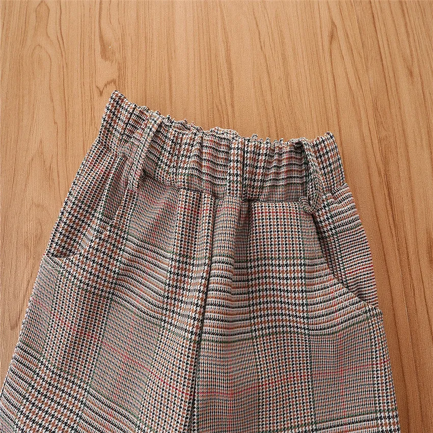 2 Pieces Set Baby Kid Girls Checked Blazers And Trousers Suits Wholesale 220711509