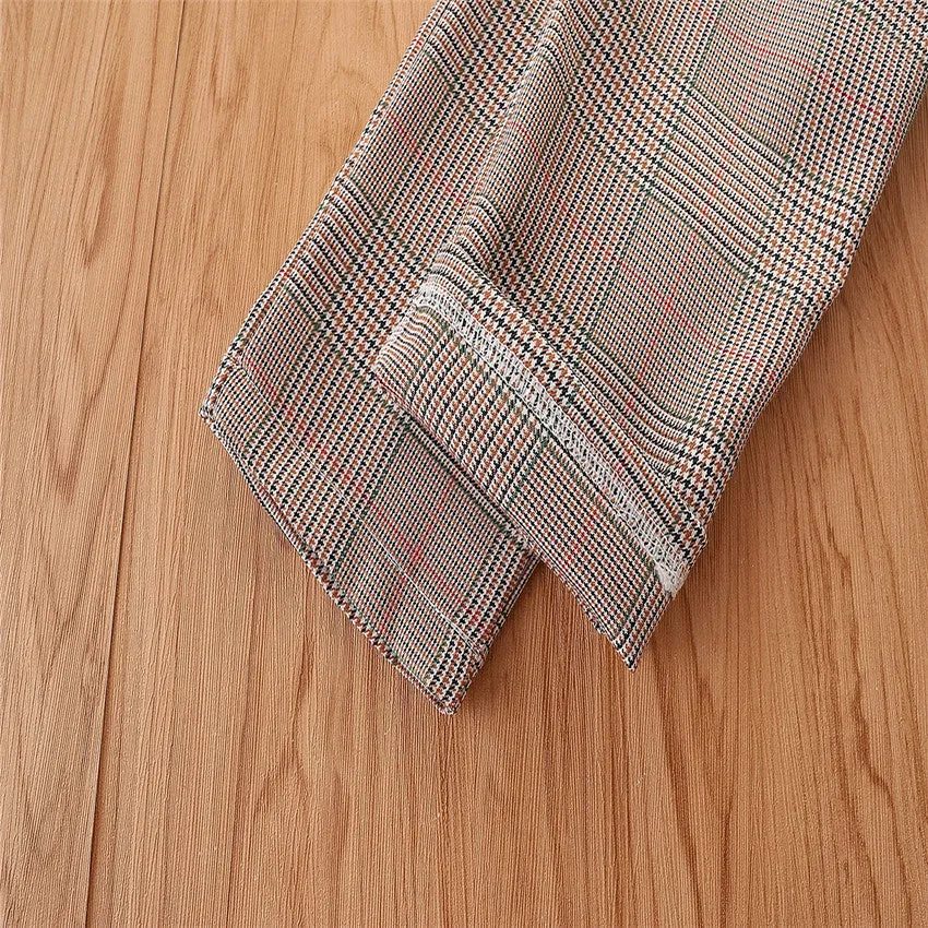 2 Pieces Set Baby Kid Girls Checked Blazers And Trousers Suits Wholesale 220711509