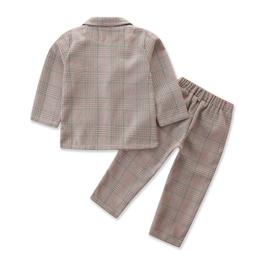 2 Pieces Set Baby Kid Girls Checked Blazers And Trousers Suits Wholesale 220711509