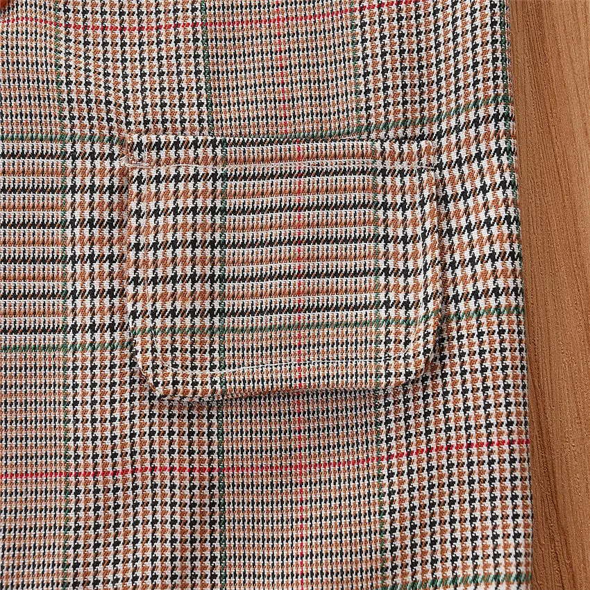 2 Pieces Set Baby Kid Girls Checked Blazers And Trousers Suits Wholesale 220711509