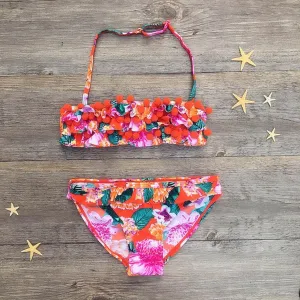 2019 Summer Girls Floral Print Bikni Children Halter Swimwear Toddler Patchwork Swimsuit Kids Baby Beachwear Bathing Suit Mayo
