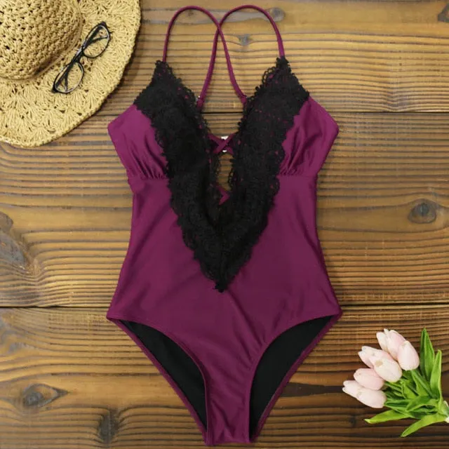 2019 Swimwear Women One Piece Vintage Monokini