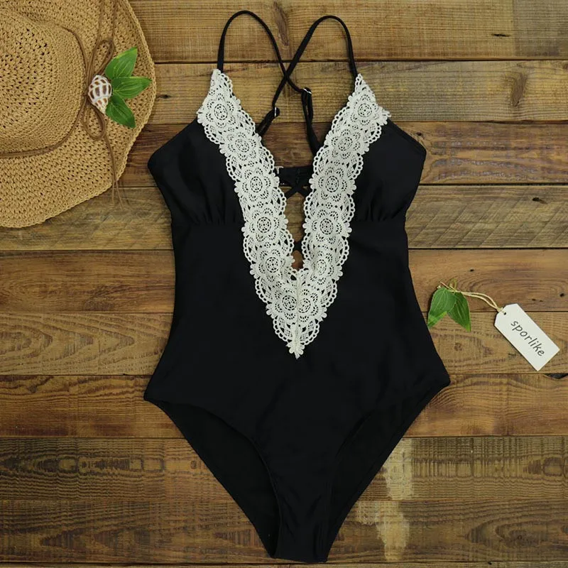 2019 Swimwear Women One Piece Vintage Monokini