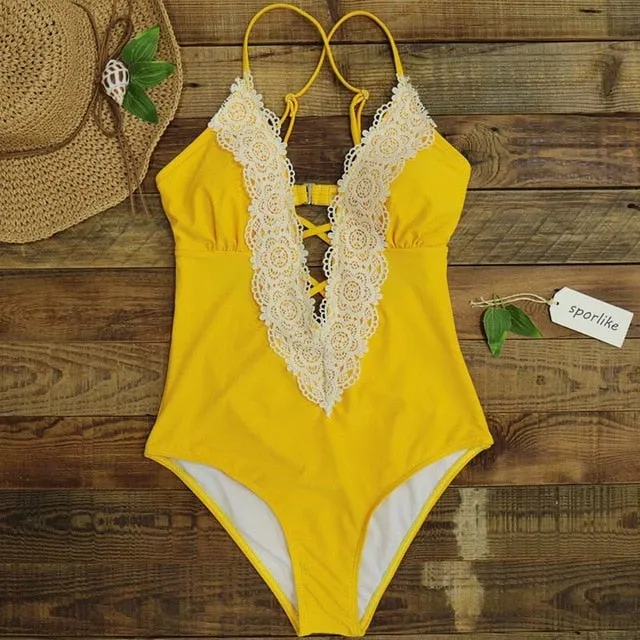 2019 Swimwear Women One Piece Vintage Monokini