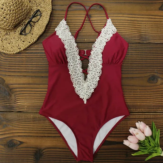 2019 Swimwear Women One Piece Vintage Monokini