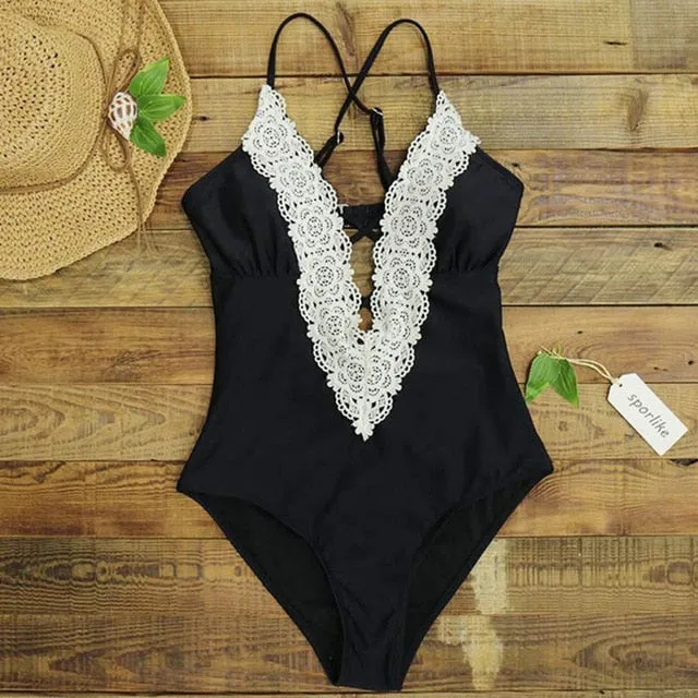 2019 Swimwear Women One Piece Vintage Monokini