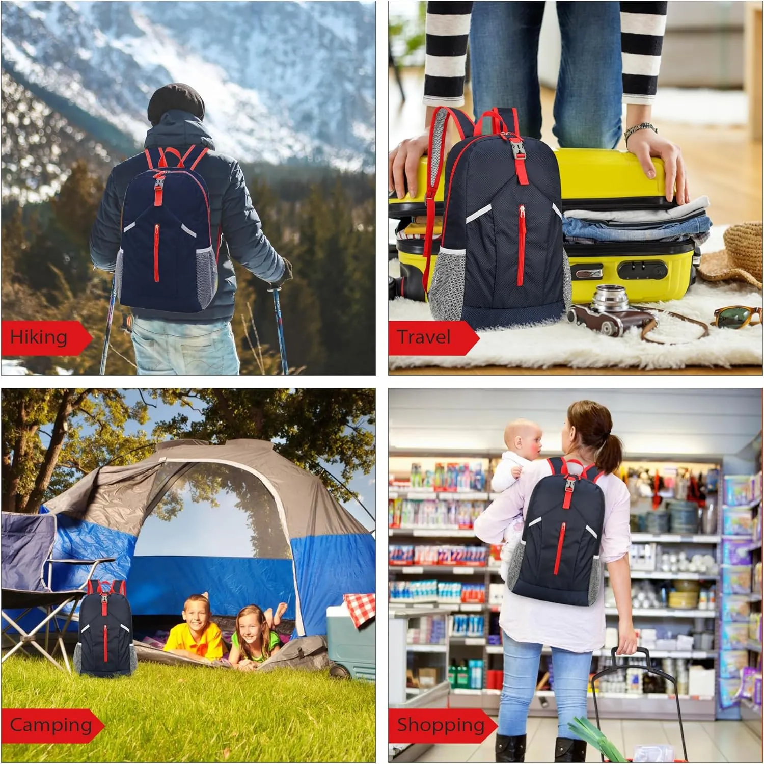20L Lightweight Foldable Water Resistant Packable Travel Small Hiking Backpack Daypack for Men Women(Dark Blue)