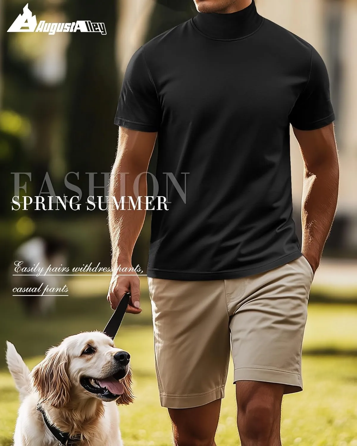 3 Pack Men's Turtleneck T Shirts, Cotton Short Sleeve Mock Neck Undershirt Summer Casual Basic Pullover Tops