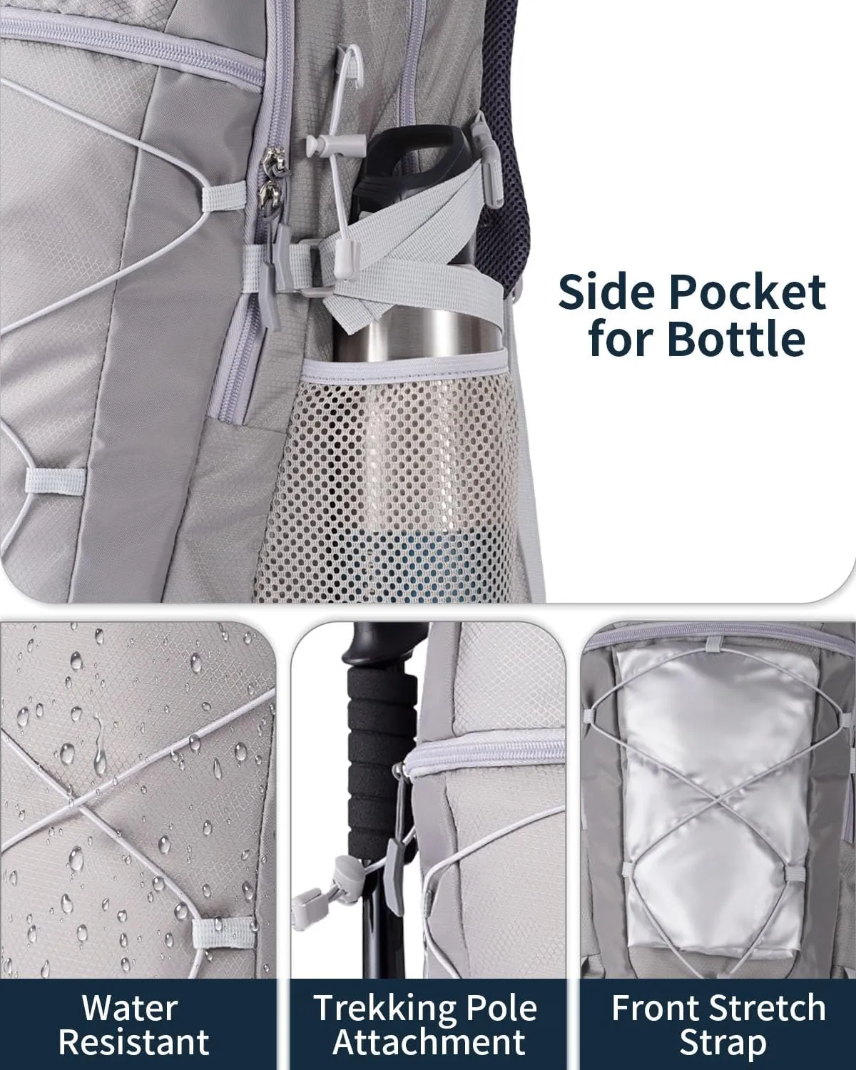 40L Hiking Backpack Lightweight Water Resistant Camping Outdoor Sport Trekking Travel Daypack for Men WomenGrey A