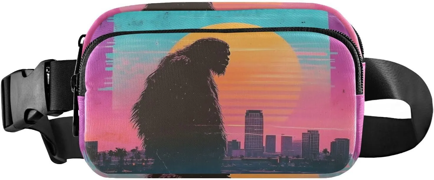 80s Sasquatch Fanny Pack Water Resistant, Women Men Waist Pack Sling Bag Purse for Travel Hiking
