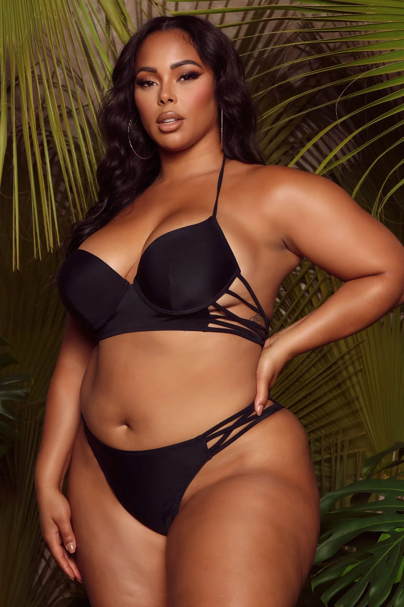 A Destination Strappy Halter 2 Piece Bikini - Black