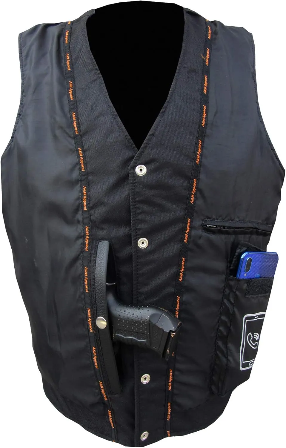 A&H Apparel Mens Motorcycle Genuine Cowhide Leather Biker Concealed Carry Durable Vest