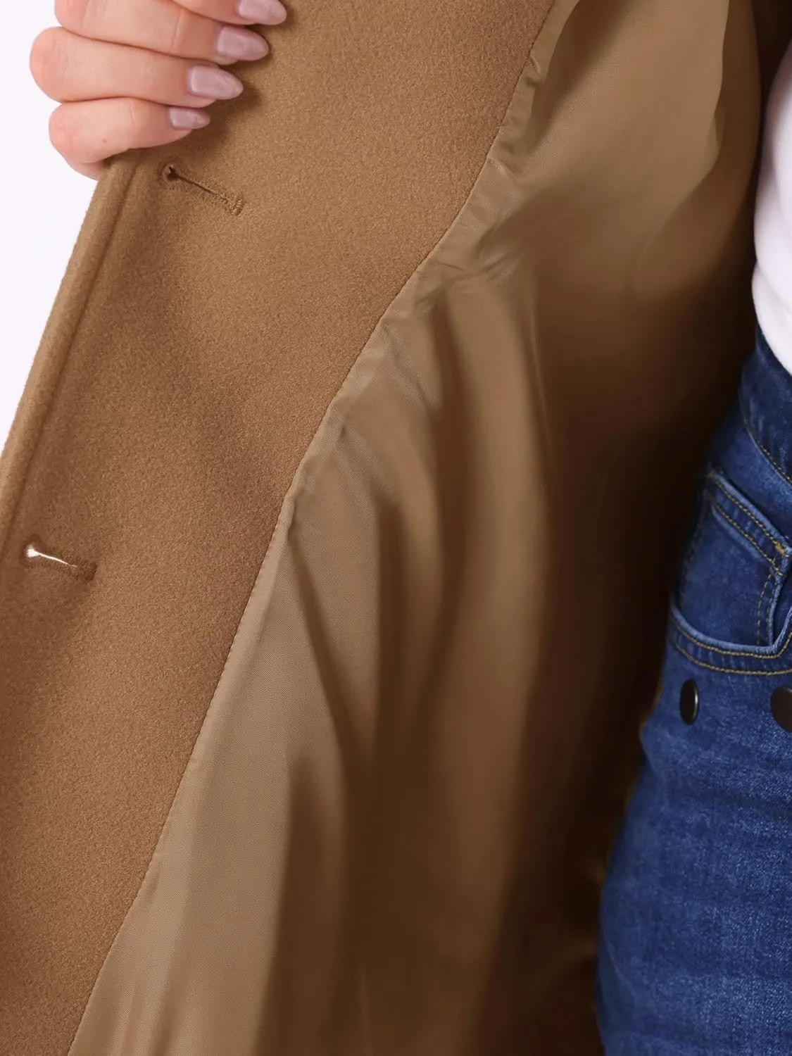 Agnes Orinda Peacoat for Women Plus Size Elegant Single Breasted Detachable Hooded Overcoat Trench Coat Jacket