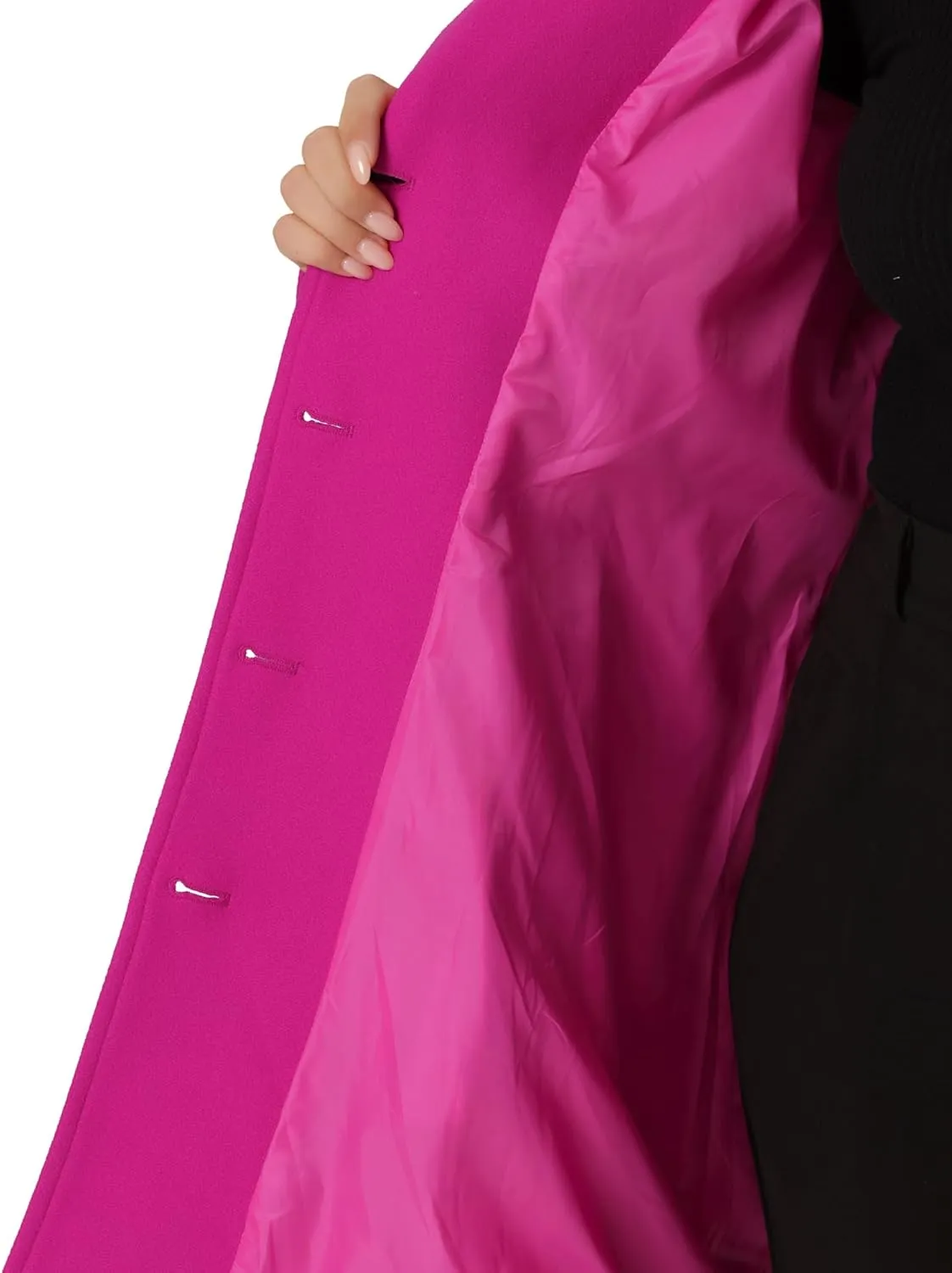 Agnes Orinda Peacoat for Women Plus Size Elegant Single Breasted Detachable Hooded Overcoat Trench Coat Jacket
