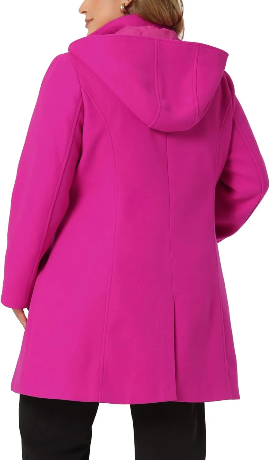 Agnes Orinda Peacoat for Women Plus Size Elegant Single Breasted Detachable Hooded Overcoat Trench Coat Jacket