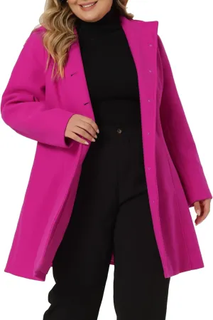 Agnes Orinda Peacoat for Women Plus Size Elegant Single Breasted Detachable Hooded Overcoat Trench Coat Jacket