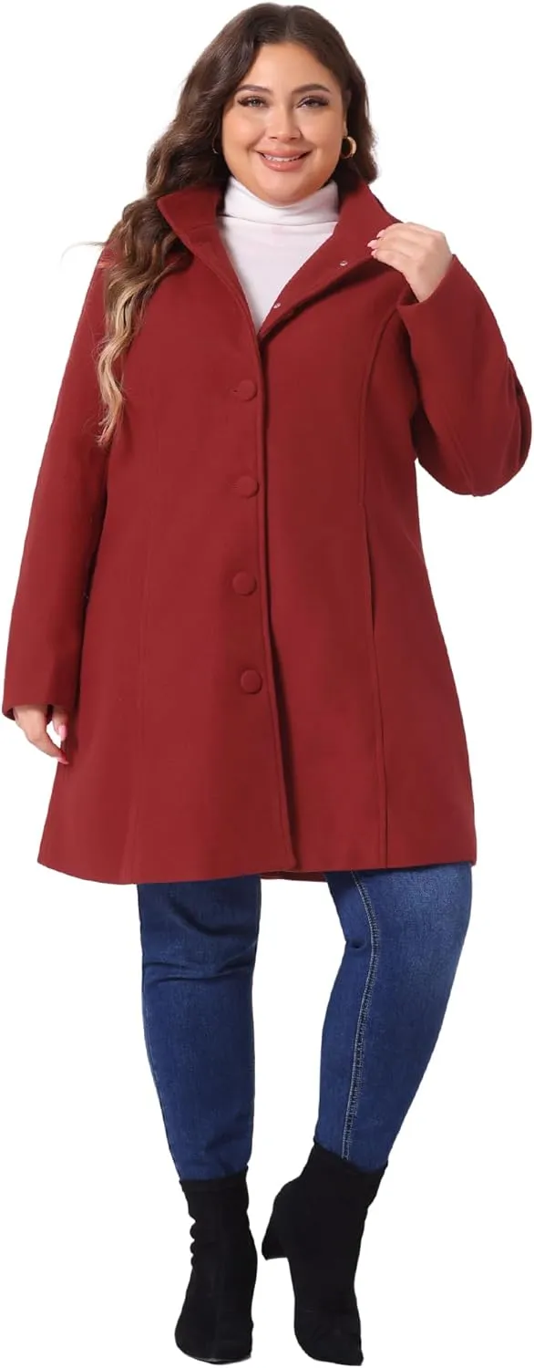 Agnes Orinda Peacoat for Women Plus Size Elegant Single Breasted Detachable Hooded Overcoat Trench Coat Jacket