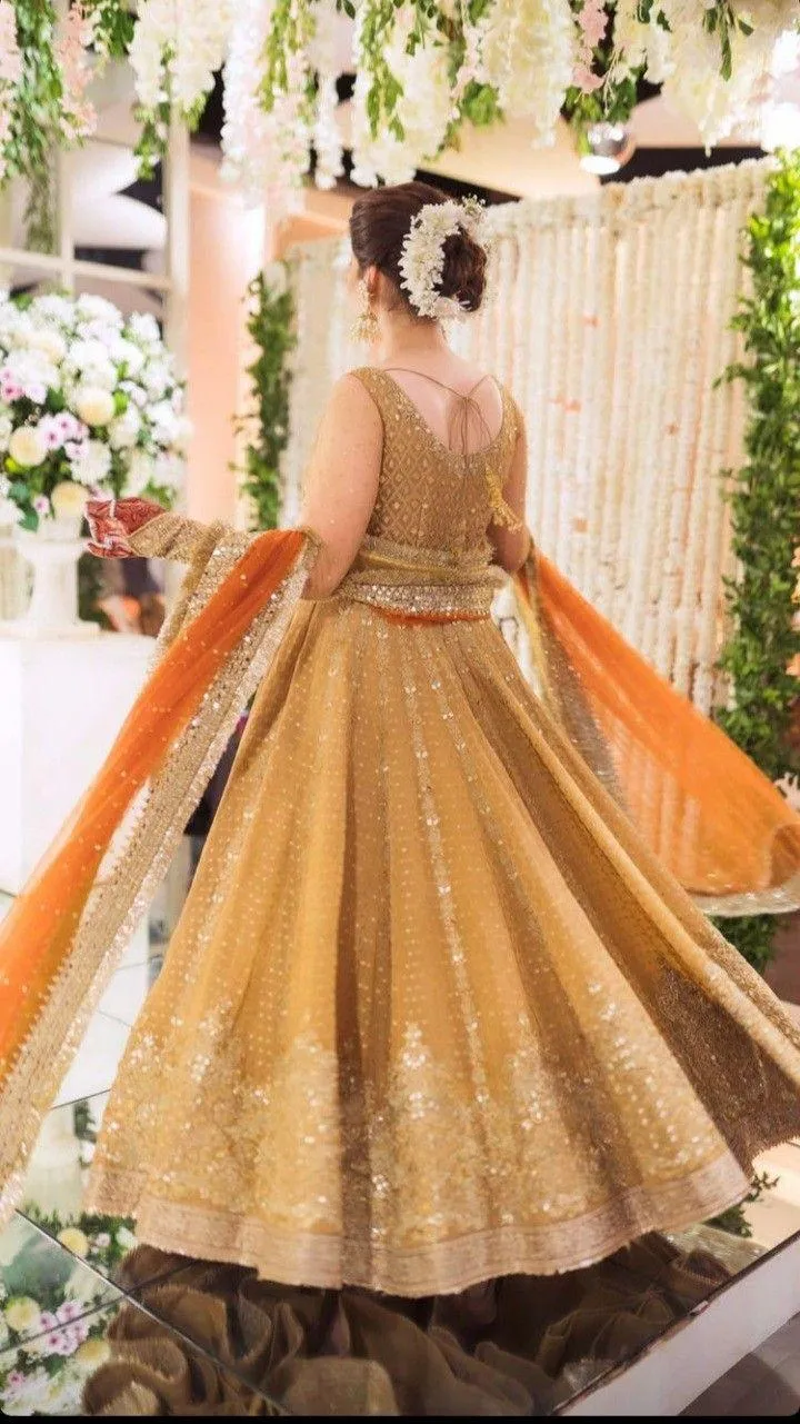 Aiman Khan spotted wearing Faiza Saqlain Net Embroidered 3 Pieces Unstitch Suits With Mirror Work