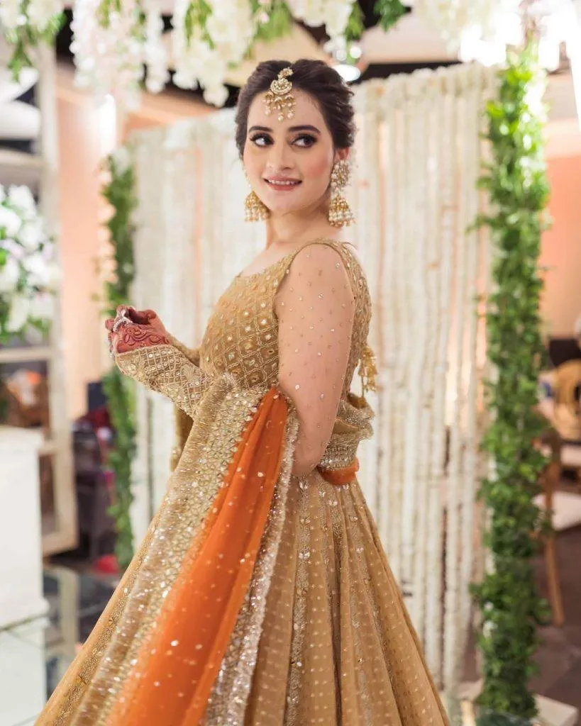 Aiman Khan spotted wearing Faiza Saqlain Net Embroidered 3 Pieces Unstitch Suits With Mirror Work