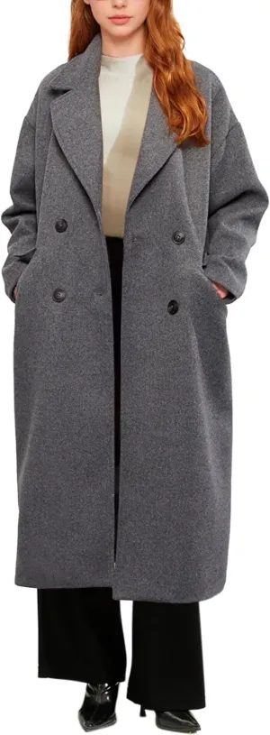 Ainangua Womens Fashion Pea Coat Casual Long Double Breasted Notch Lapel Trench Coats Warm Peacoat Fall Winter Jacket