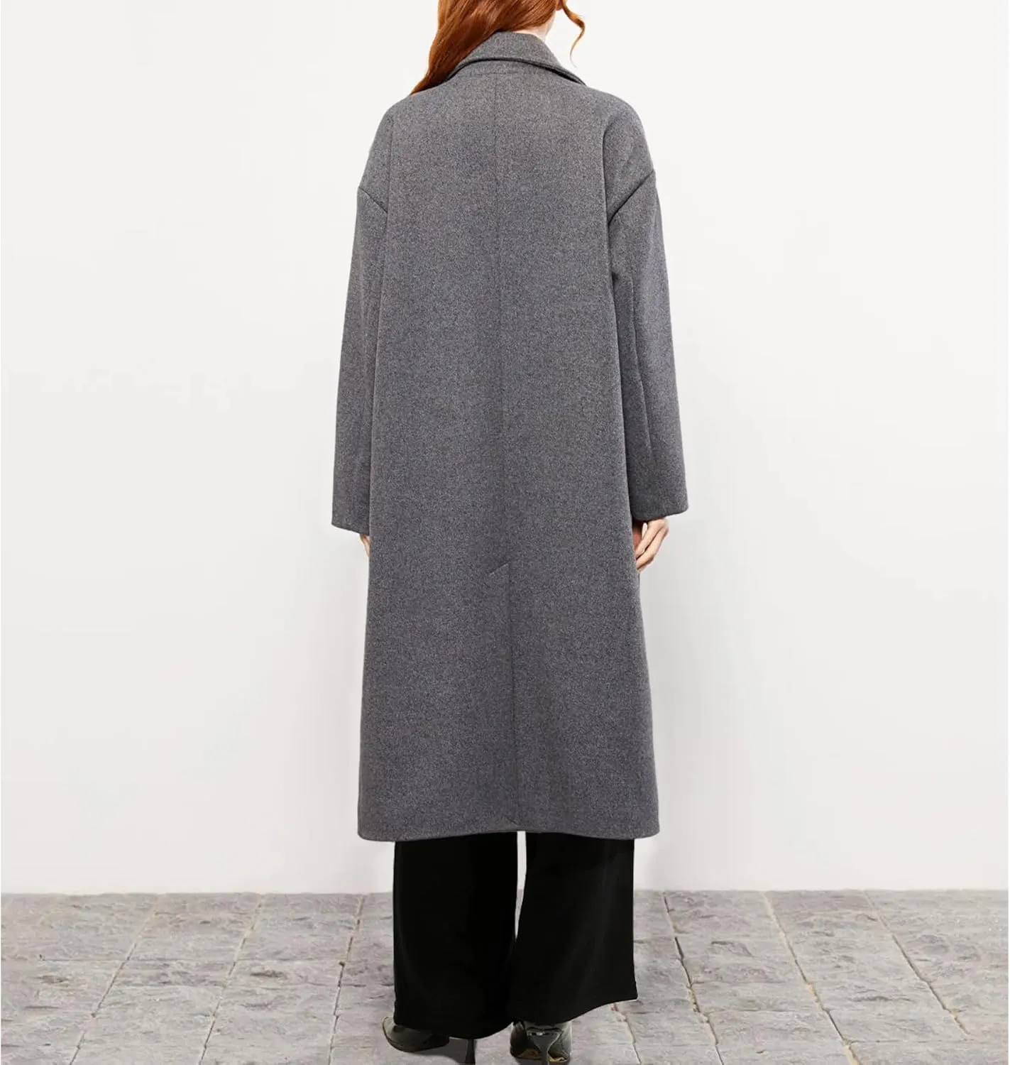 Ainangua Womens Fashion Pea Coat Casual Long Double Breasted Notch Lapel Trench Coats Warm Peacoat Fall Winter Jacket