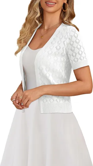 a.Jesdani Women's Shrug Sweaters Open Front 3/4 Sleeve Rib Knit Bolero Open Front Cardigan S-1X