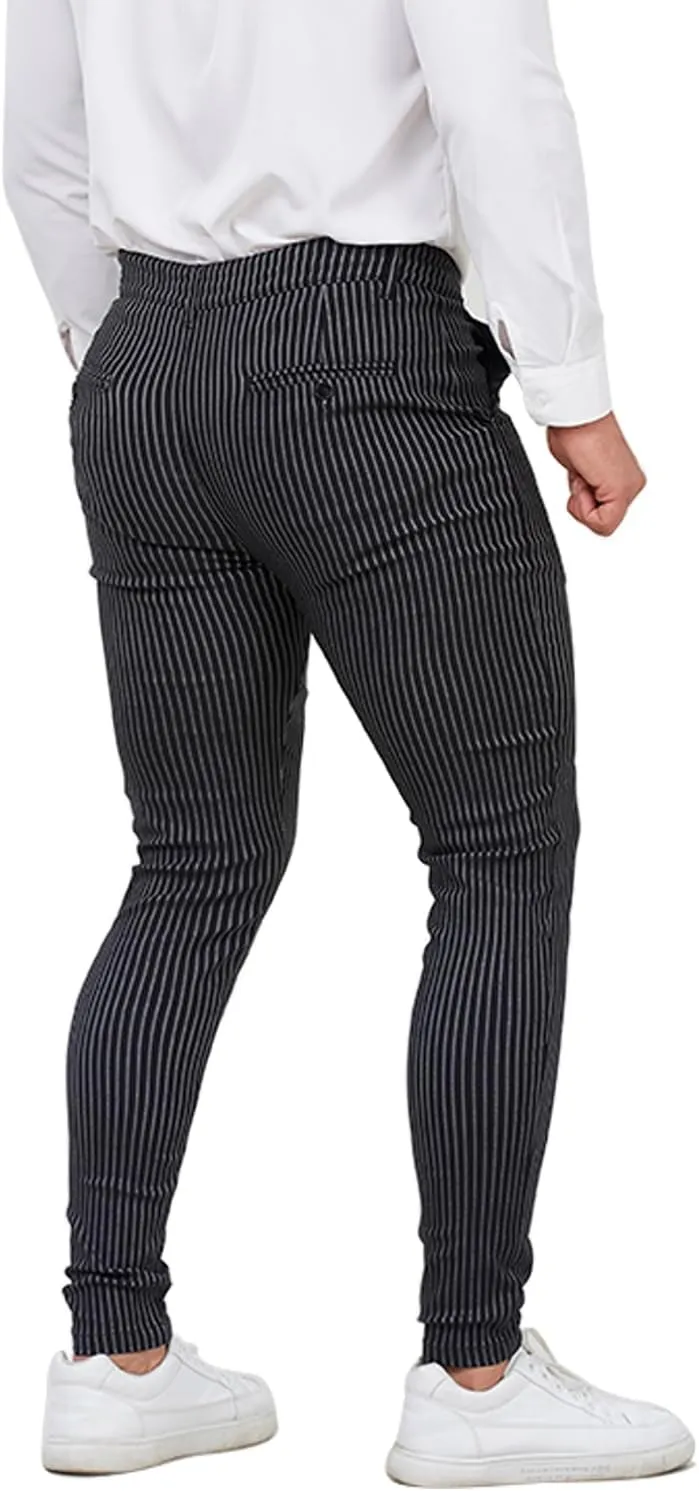 ALLELMS Mens Chinos Slim Fit Stretch Flat-Front Skinny Dress Pants