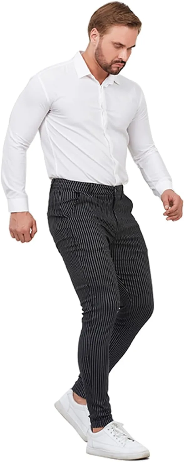 ALLELMS Mens Chinos Slim Fit Stretch Flat-Front Skinny Dress Pants