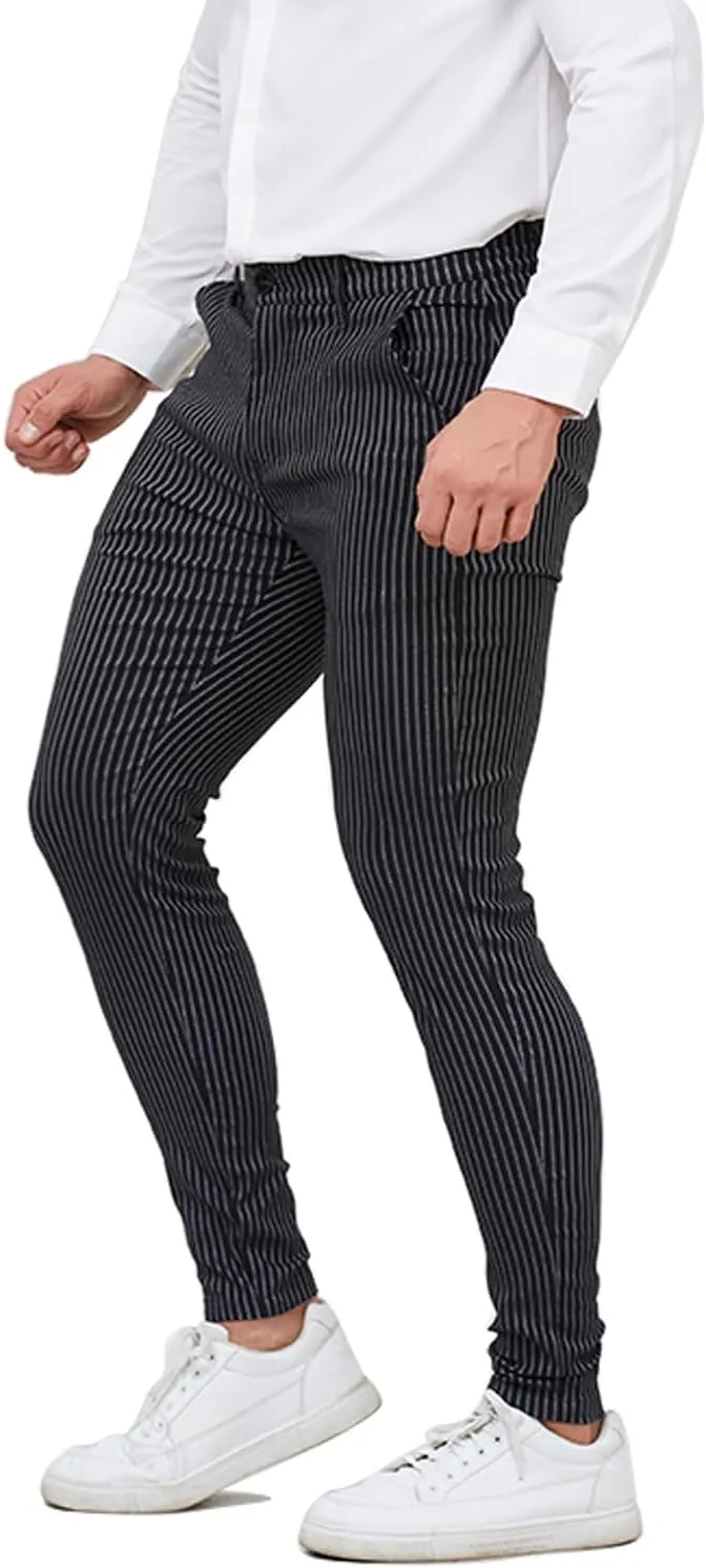 ALLELMS Mens Chinos Slim Fit Stretch Flat-Front Skinny Dress Pants