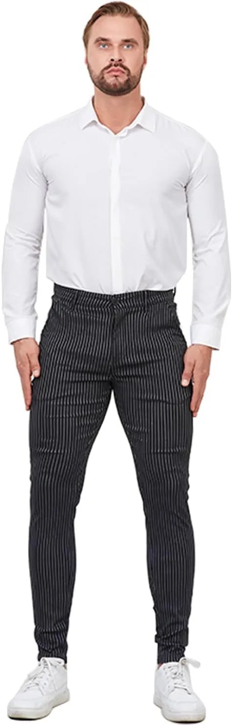 ALLELMS Mens Chinos Slim Fit Stretch Flat-Front Skinny Dress Pants