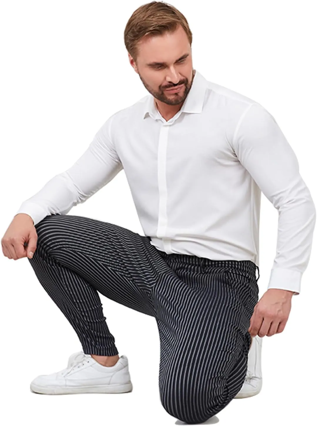 ALLELMS Mens Chinos Slim Fit Stretch Flat-Front Skinny Dress Pants