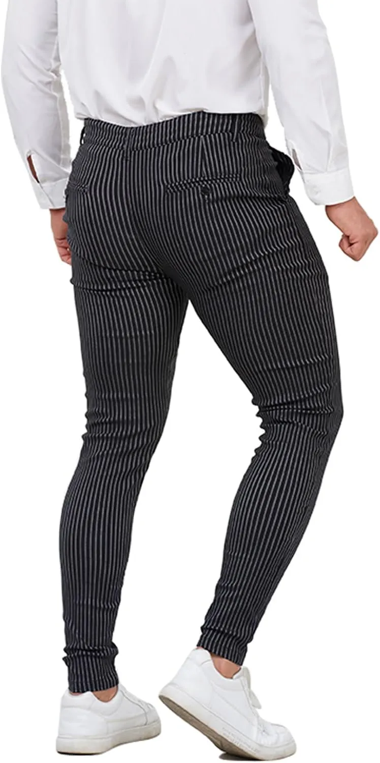 ALLELMS Mens Chinos Slim Fit Stretch Flat-Front Skinny Dress Pants
