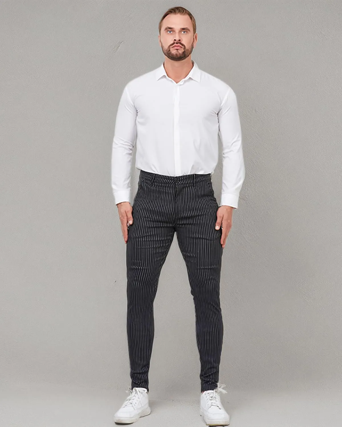 ALLELMS Mens Chinos Slim Fit Stretch Flat-Front Skinny Dress Pants