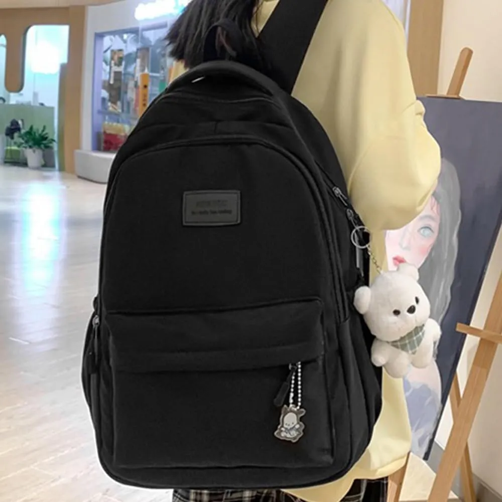 ALTALIVA Nylon Kawaii Water-Resistant Lightweight Backpack for Women Cute Laptop Daypack Traveling Daily Bag (Black)